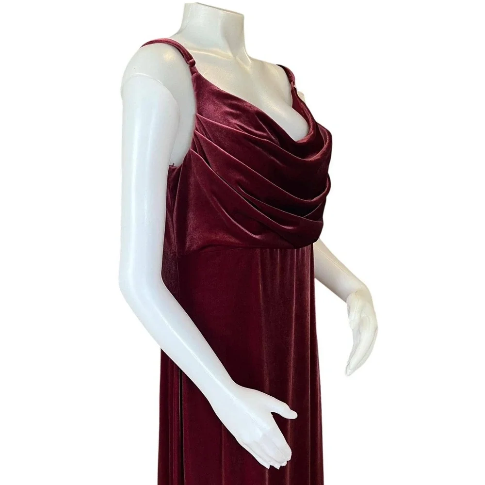 Revelry Nadia Velvet Maxi Dress Cabernet Burgundy Size 16 Formal Bridesmaid - Picture 5 of 10